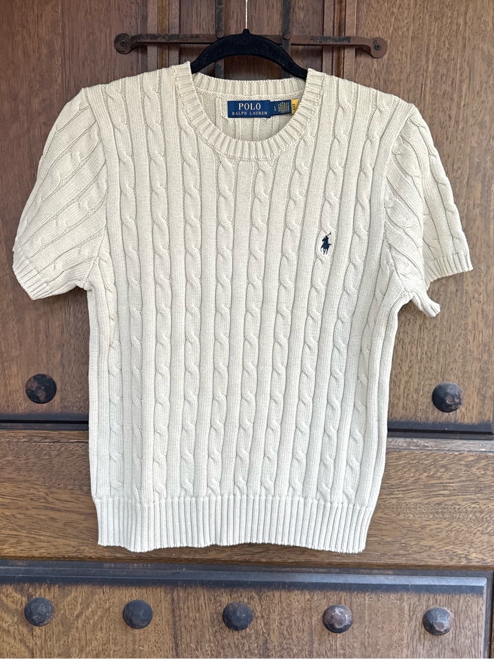 Ralph Lauren  Greenish Beige Cable-Knit Crewneck Sweater Size L